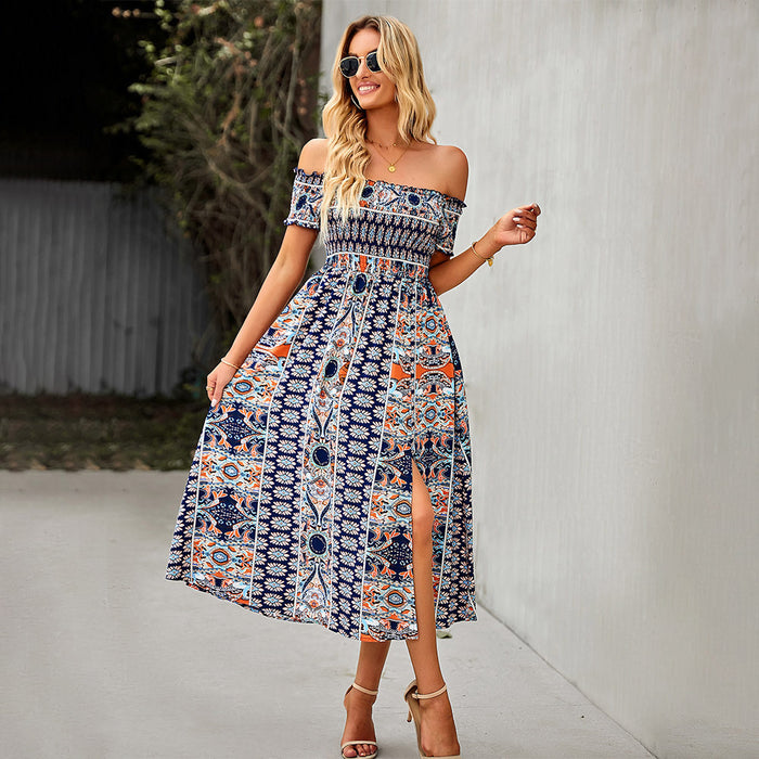 Boho Floral Off-Shoulder Beach Dress