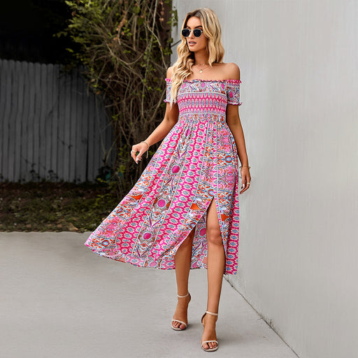 Boho Floral Off-Shoulder Beach Dress