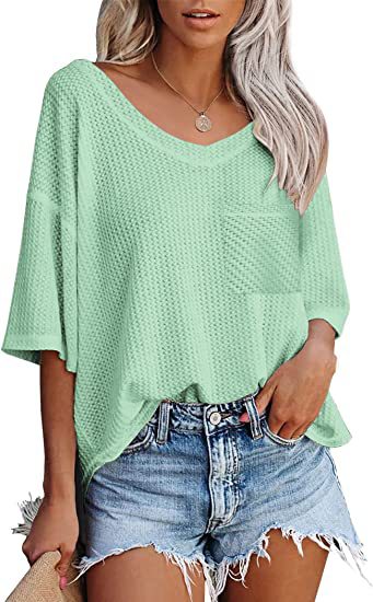 V-neck Women's Summer Green Tee